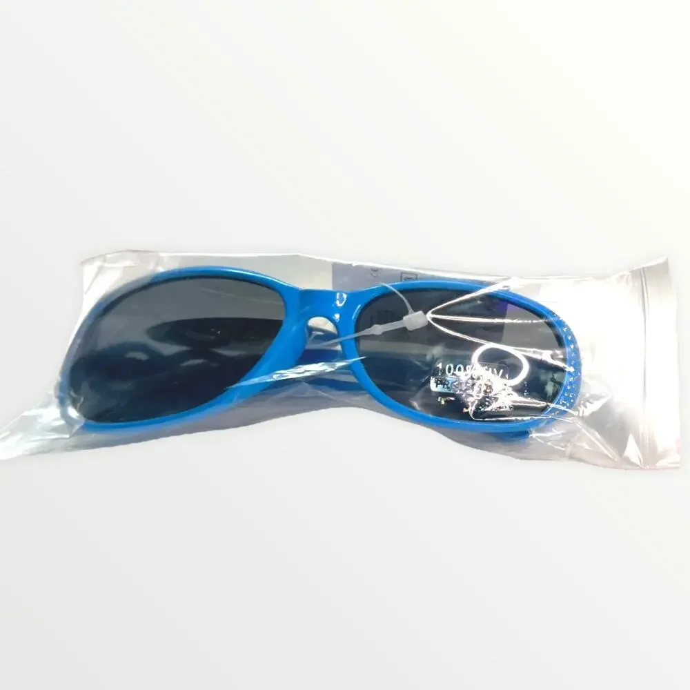 Kids Sunglasses 100% UV Protection Green & Blue Retro Frames With Glitter Detail